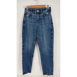 American Eagle Strigid Mom Jeans Women 4 Short Medium Wash High Rise Tapered Leg